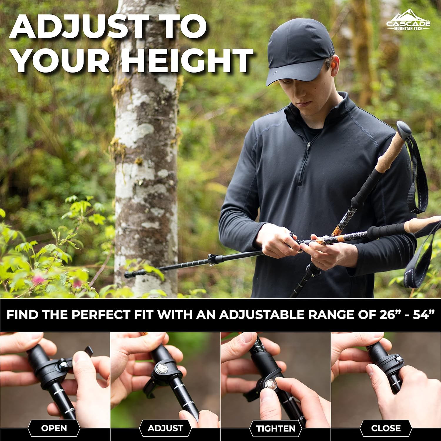 Lightweight Trekking Poles with Extended Down Grip Plus Tip Kit