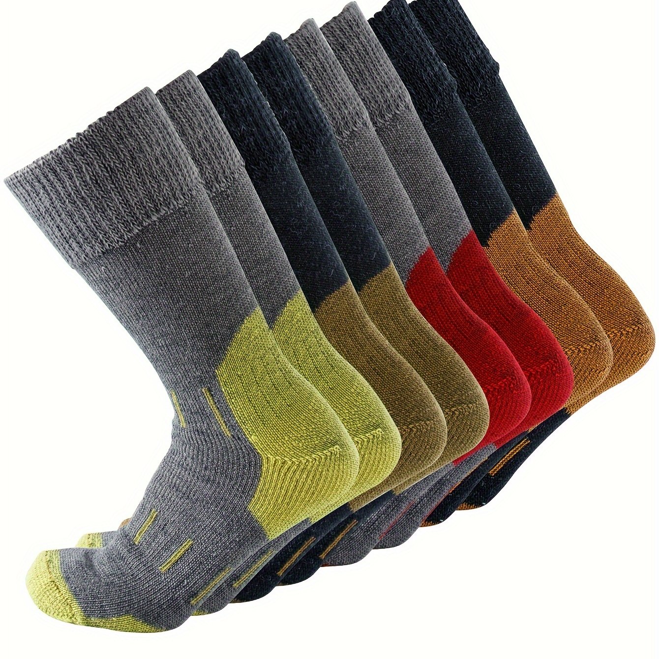 4pairs 79% Merino Wool Warm Socks For Men, Athletic Crew Socks For Hiking, Running, Climbing, Suitable For US Men 10-13