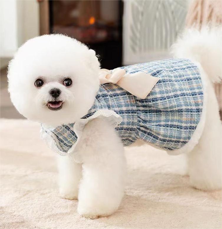 Puppy Bow Blue Mini Skirt