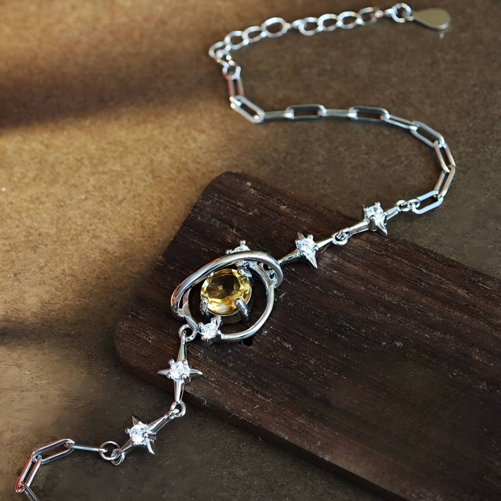 S925 Star River Natural Crystal Citrine Bracelet