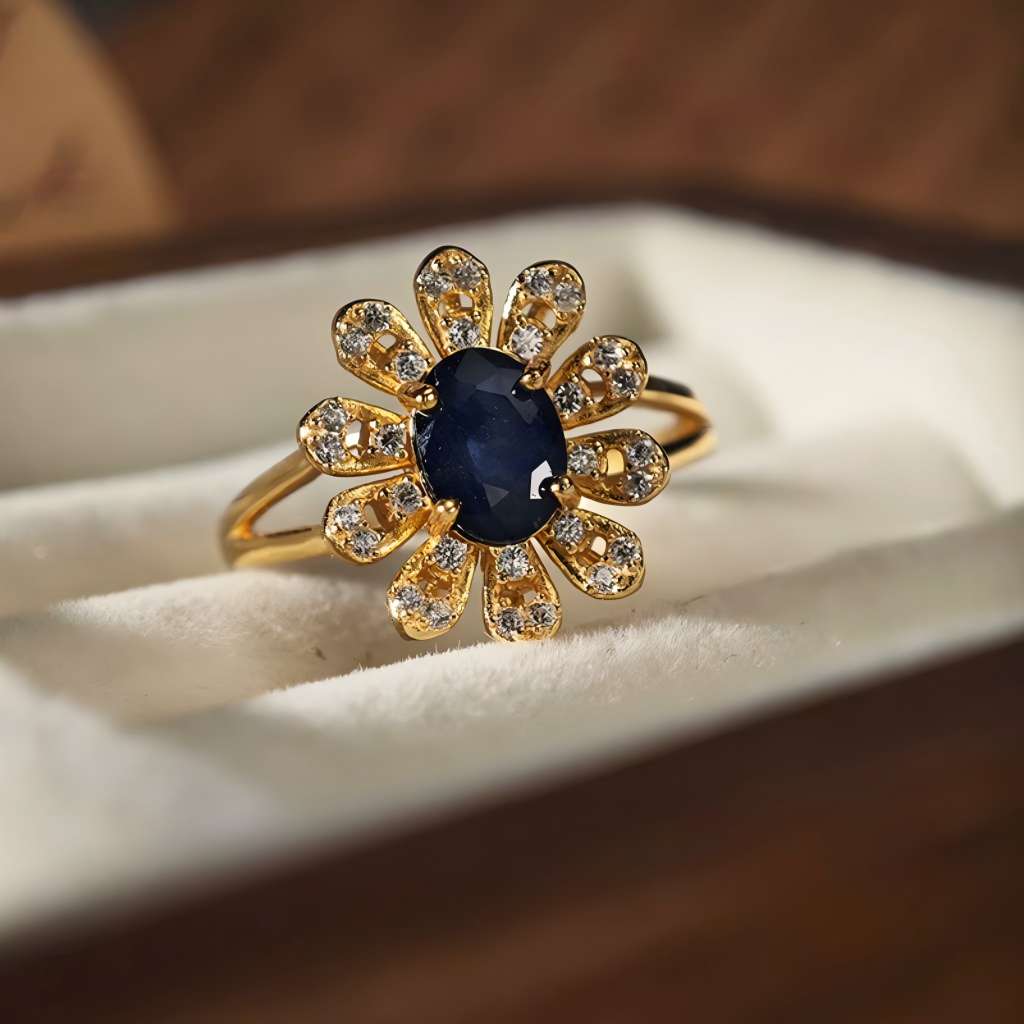 S925 Sapphire Daisy Rose Gold Ring