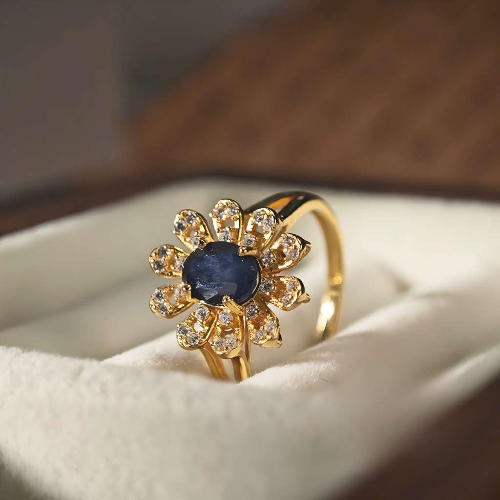 S925 Sapphire Daisy Rose Gold Ring
