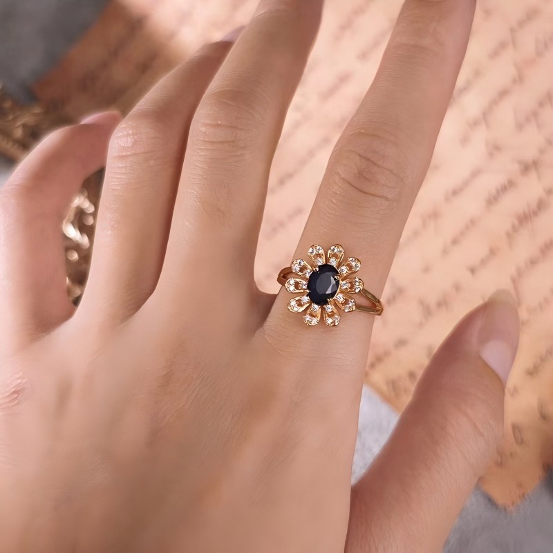 S925 Sapphire Daisy Rose Gold Ring