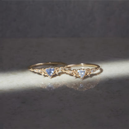 Tanzanite S925 Silver Ring Triangular Teardrop Shape Design Rose Gold Color