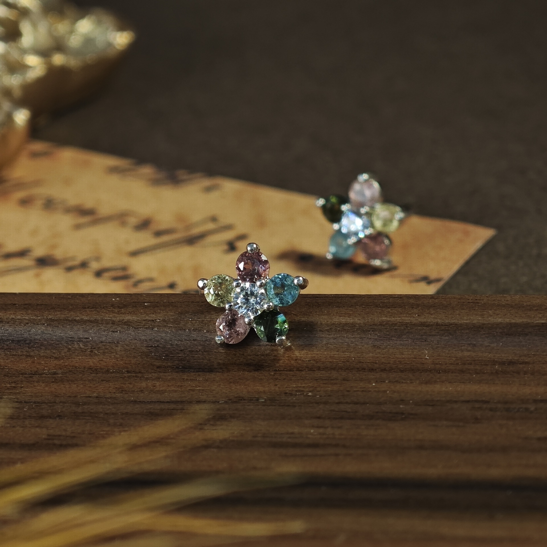 Tourmaline S925 Silver Star Earring