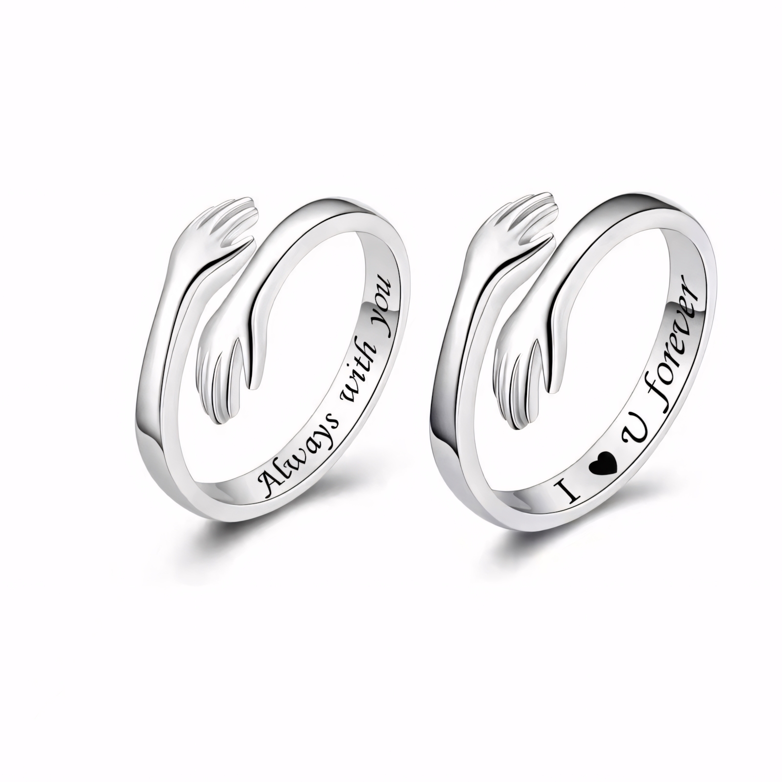 S925 I LOVE YOU Hug Design Ring Can Be Customized With Any Letter Engraving