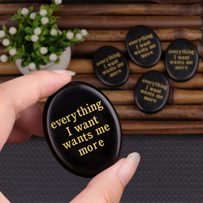 Obsidian Oval Engraved Palm Stone for Worry Relief Carvings