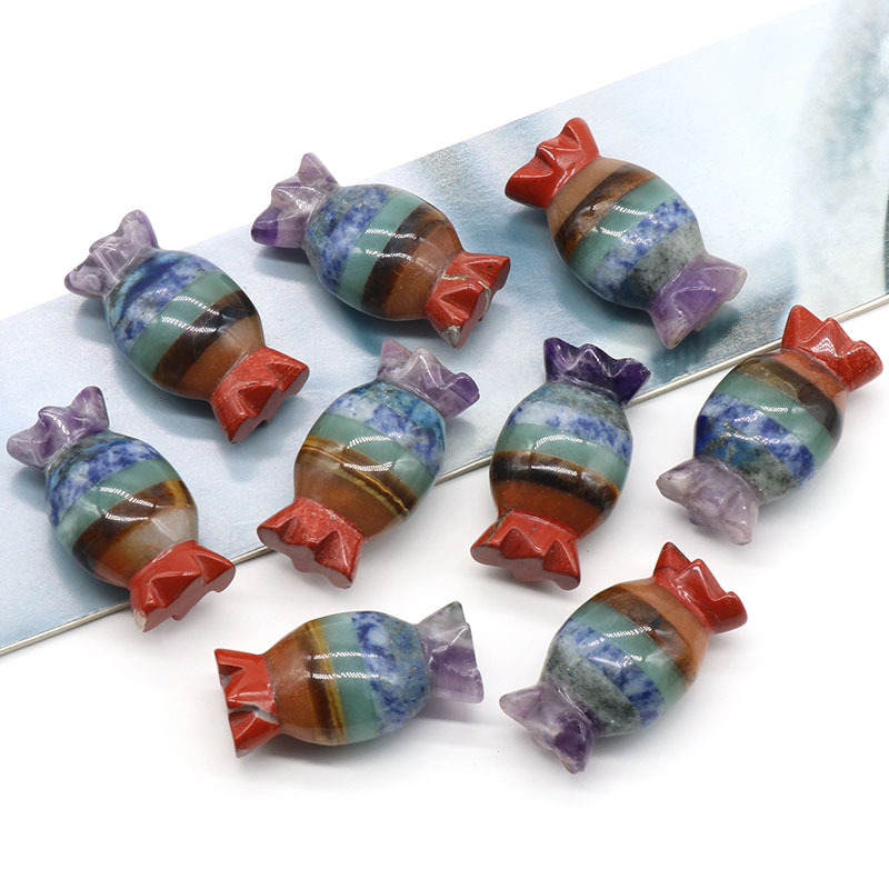 Colorful rock candy-shaped crystal chakra stitched craft small gift，28g