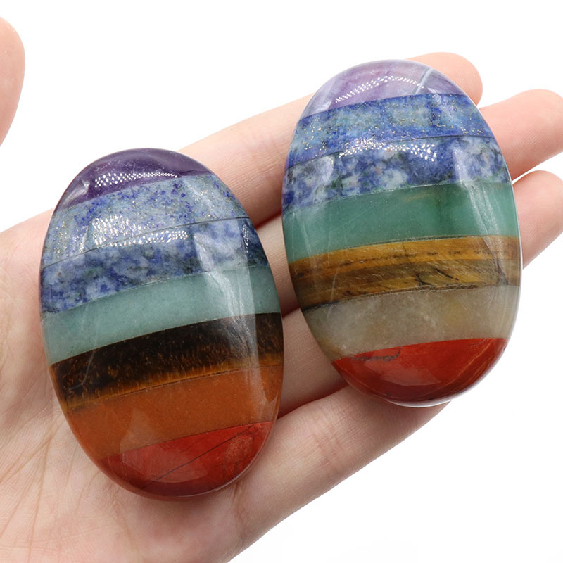 Rainbow Crystal Stone Egg-Shaped Worry Stone，73g