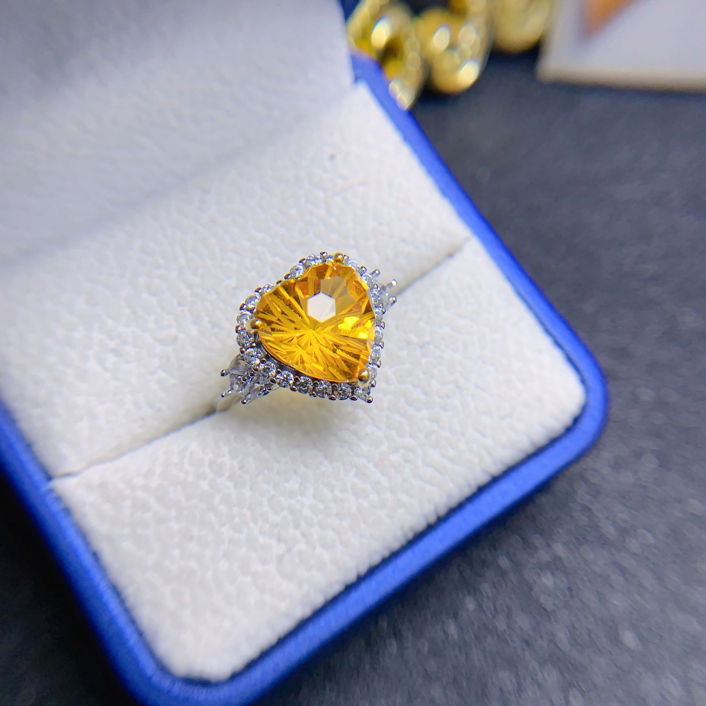 Firework Citrine S925 Silver Ring / Pendent / Necklace Heart Design
