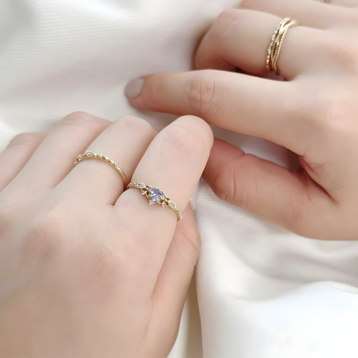 Tanzanite S925 Silver Ring Triangular Teardrop Shape Design Rose Gold Color