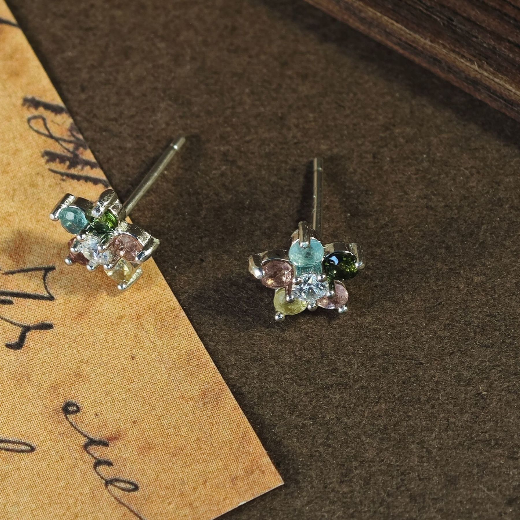 Tourmaline S925 Silver Star Earring