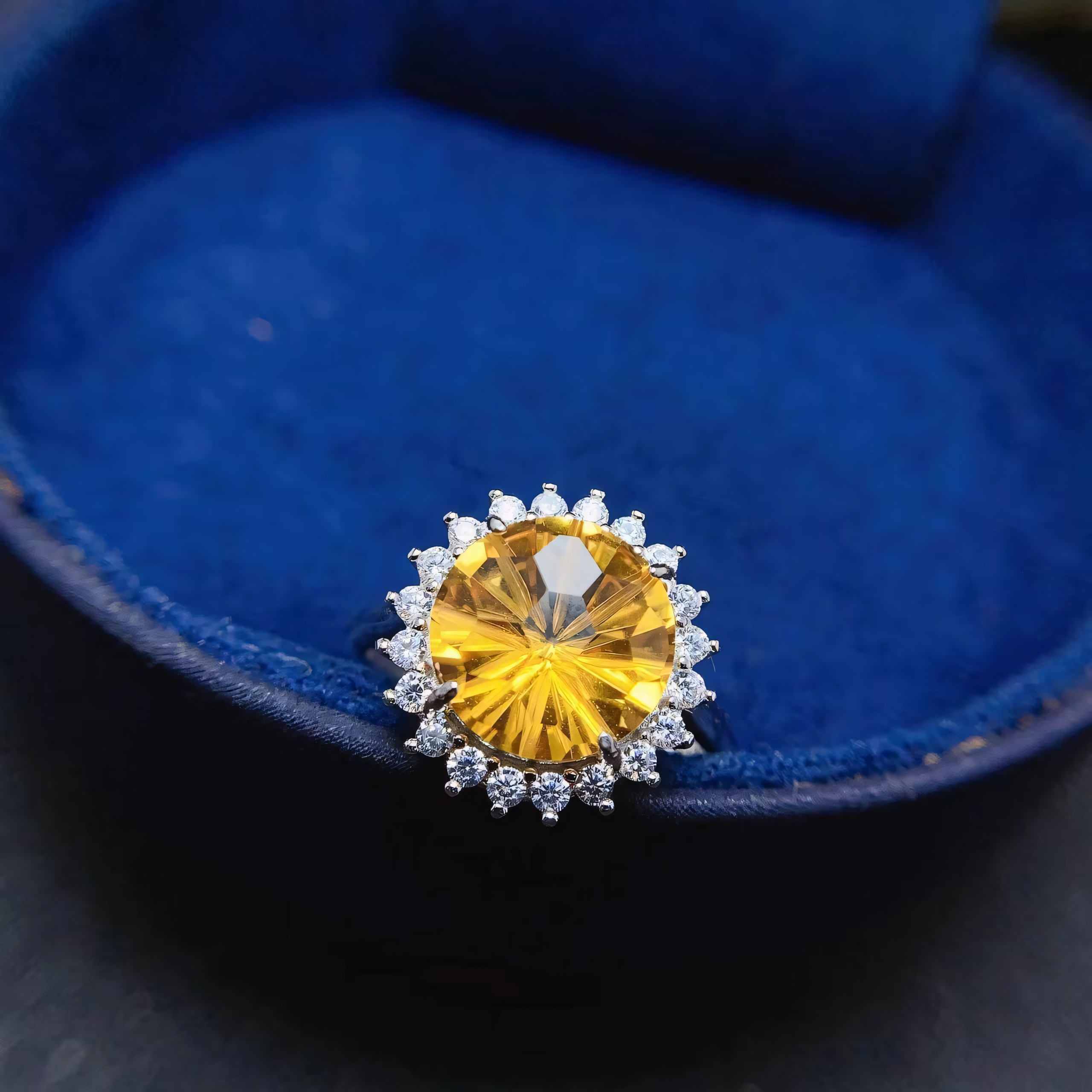 Firework Citrine S925 Silver Ring / Pendent / Necklace Full Diamond Sun Design