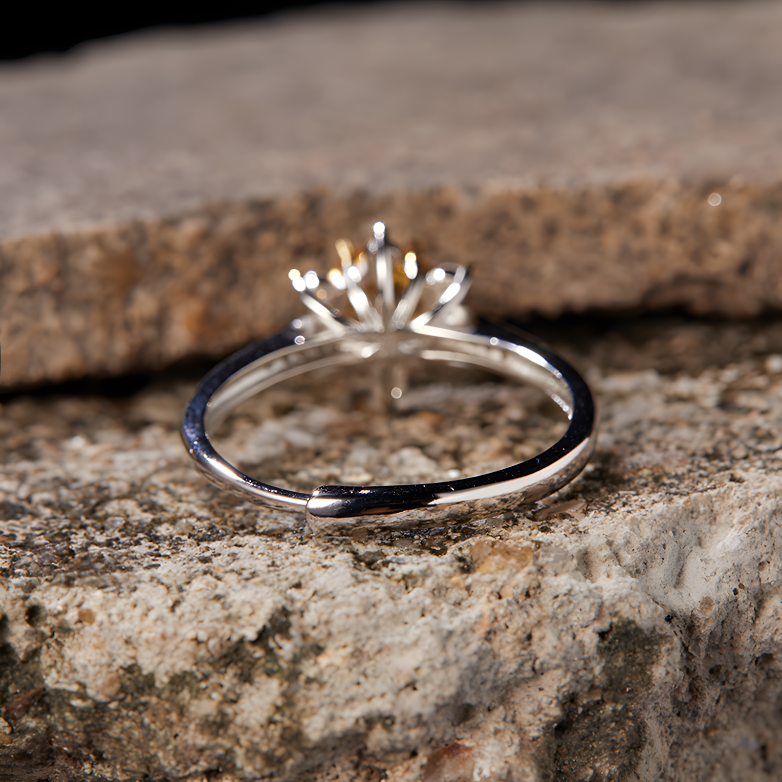 Firework Citrine S925 Silver Ring Sun Flower Design Light Luxury Lucky Fortune