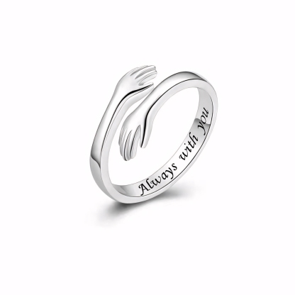 S925 I LOVE YOU Hug Design Ring Can Be Customized With Any Letter Engraving