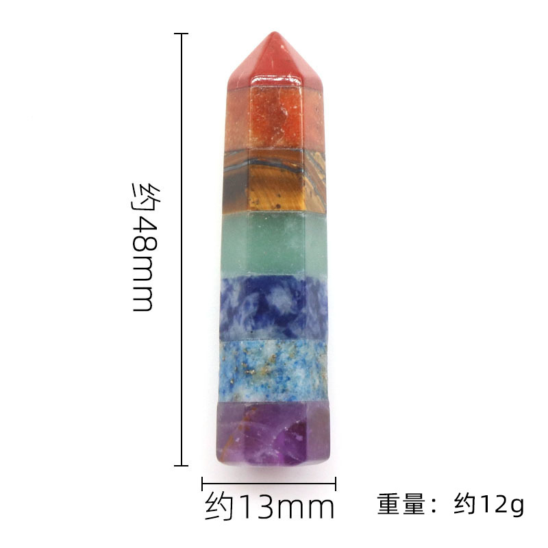 Crystal rainbow stone splicing craftsmanship 13X48mm hexagonal column