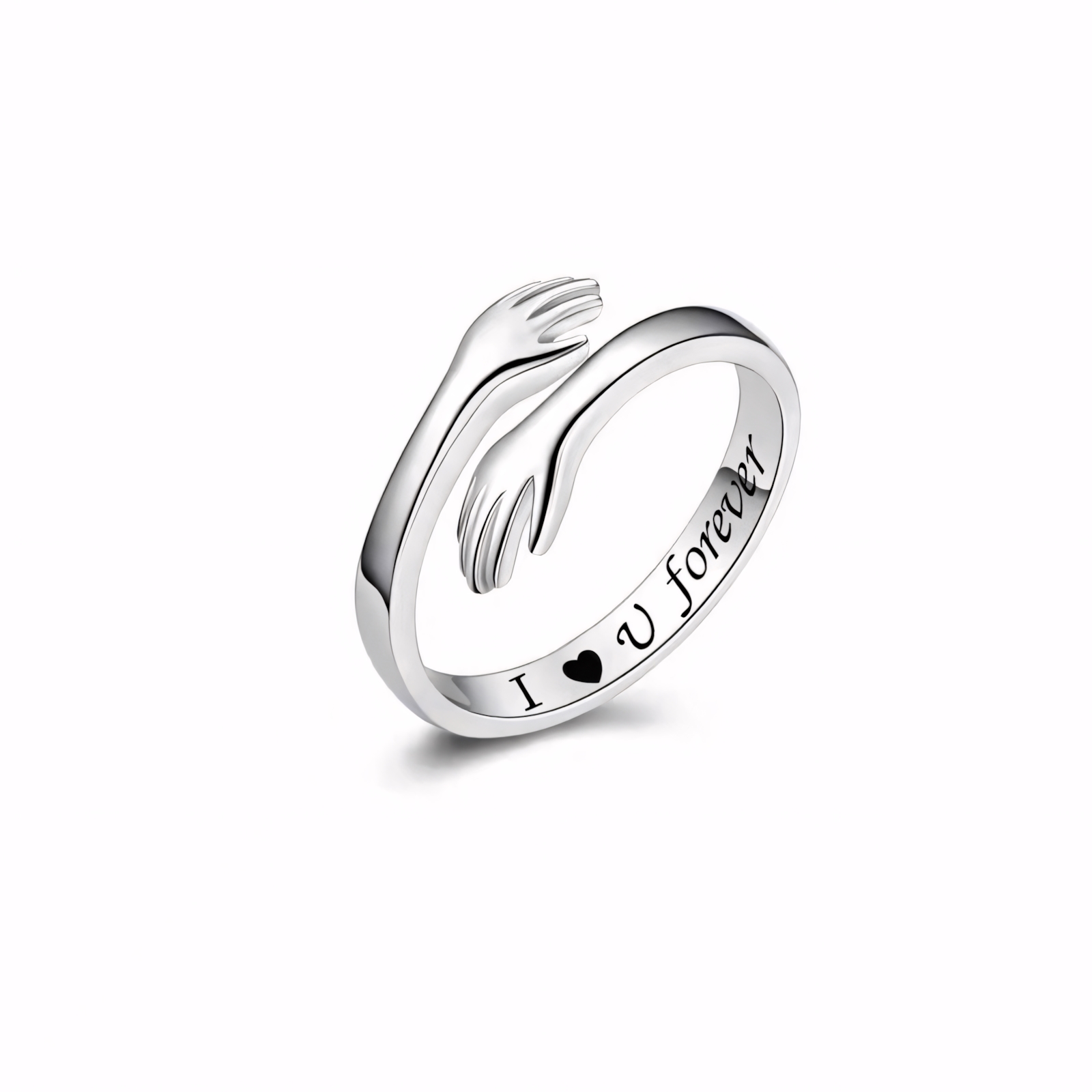 S925 I LOVE YOU Hug Design Ring Can Be Customized With Any Letter Engraving