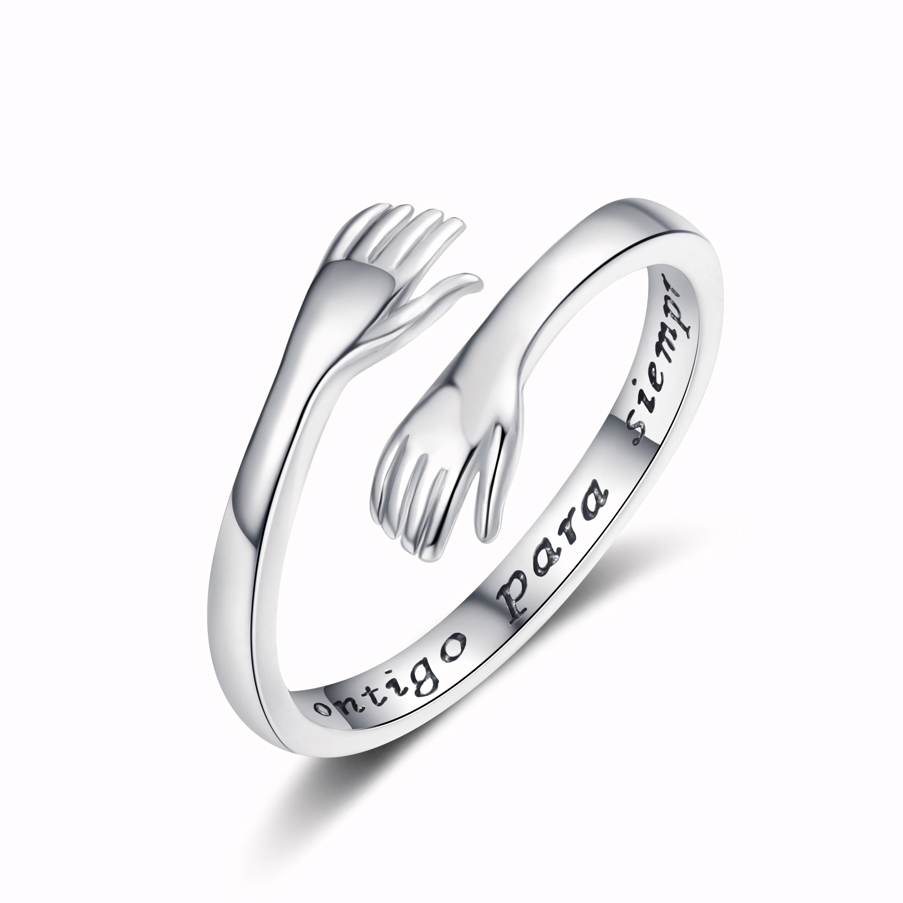 S925 I LOVE YOU Hug Design Ring Can Be Customized With Any Letter Engraving