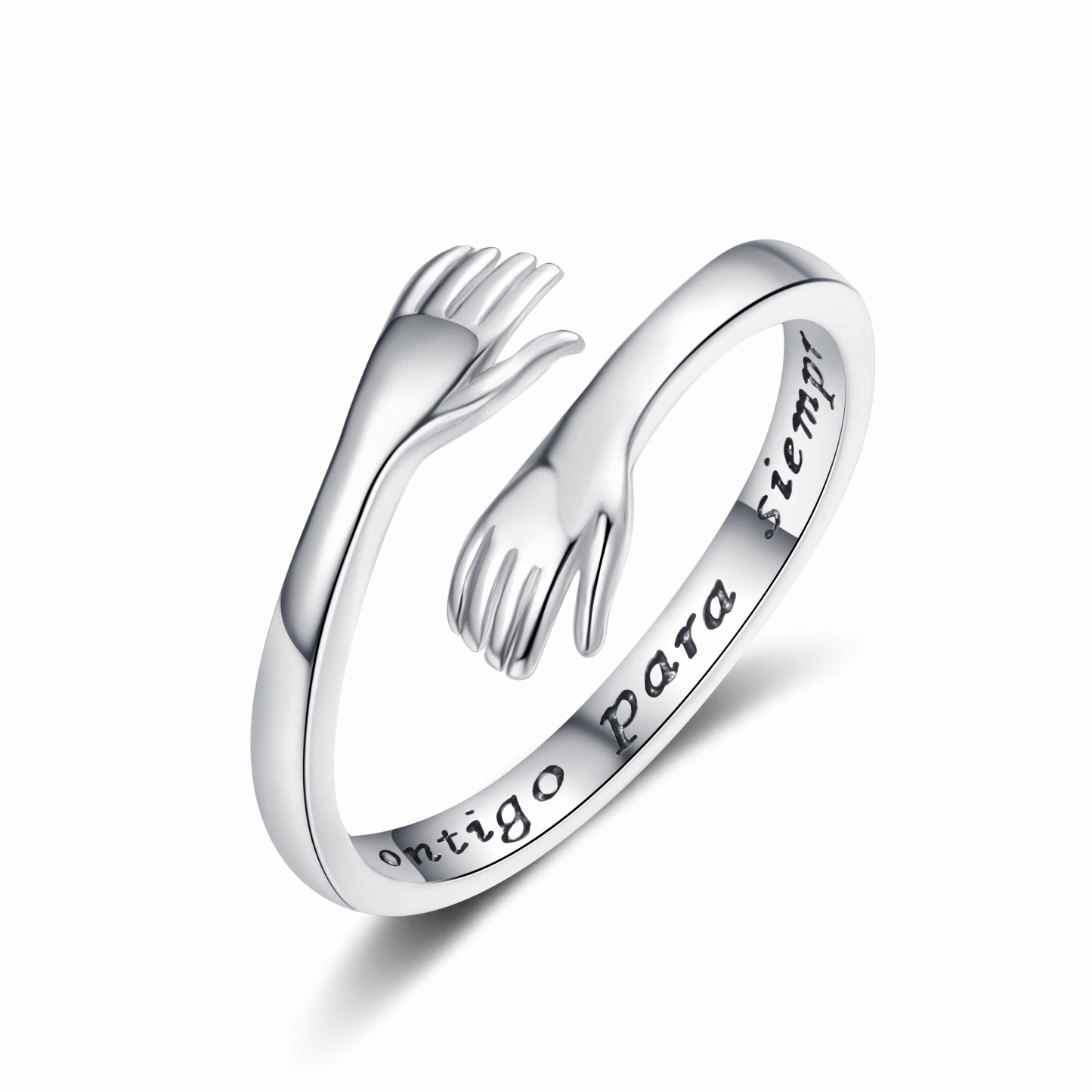 S925 I LOVE YOU Hug Design Ring Can Be Customized With Any Letter Engraving