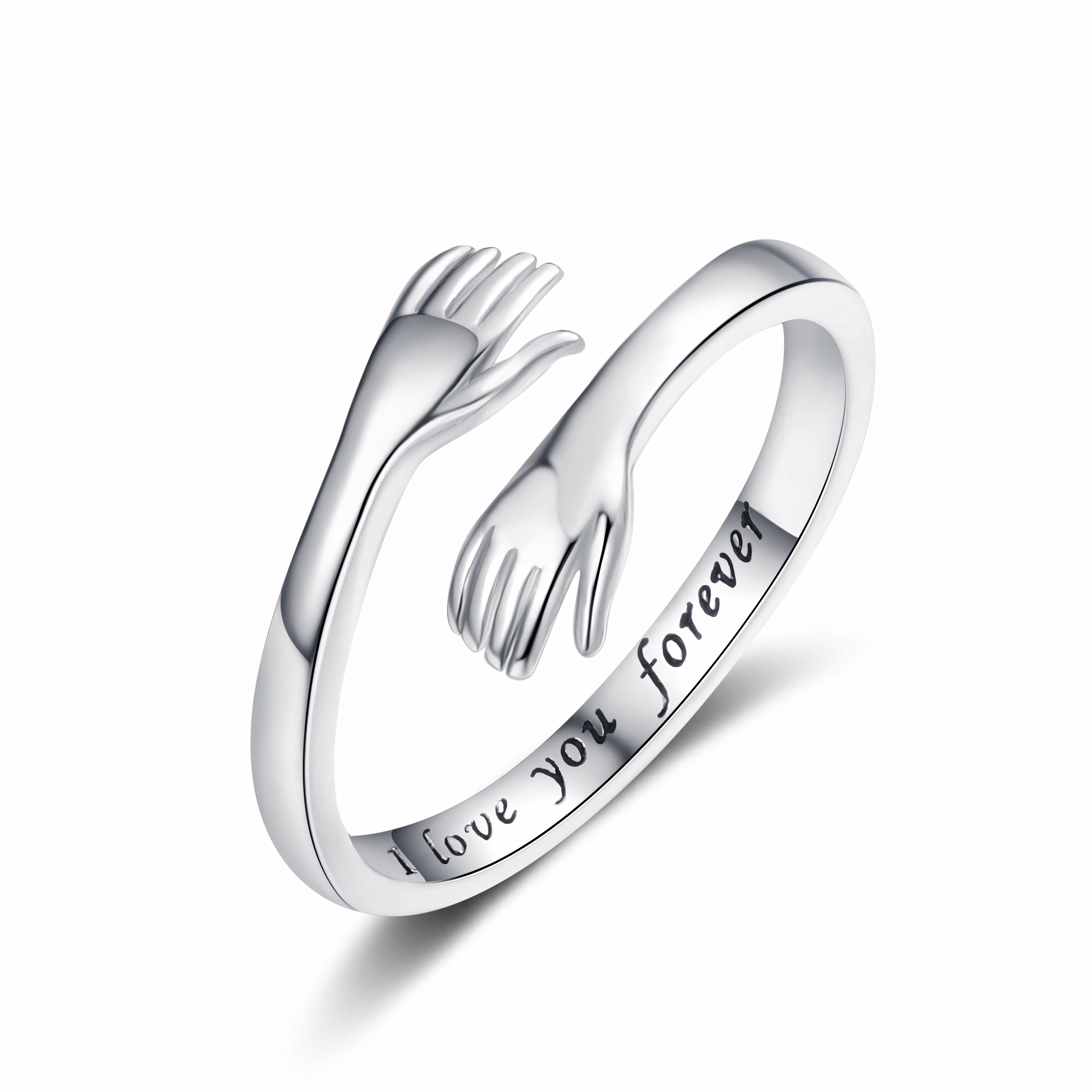 S925 I LOVE YOU Hug Design Ring Can Be Customized With Any Letter Engraving
