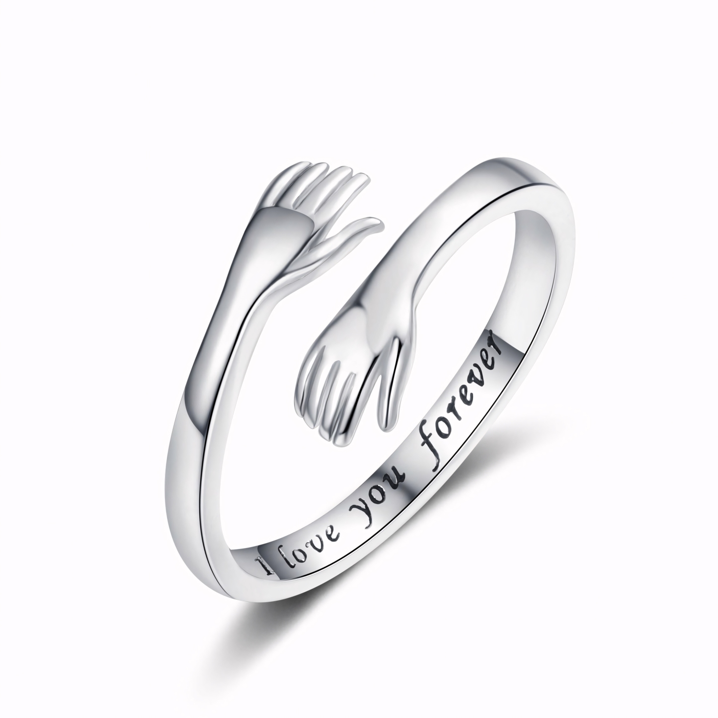 S925 I LOVE YOU Hug Design Ring Can Be Customized With Any Letter Engraving