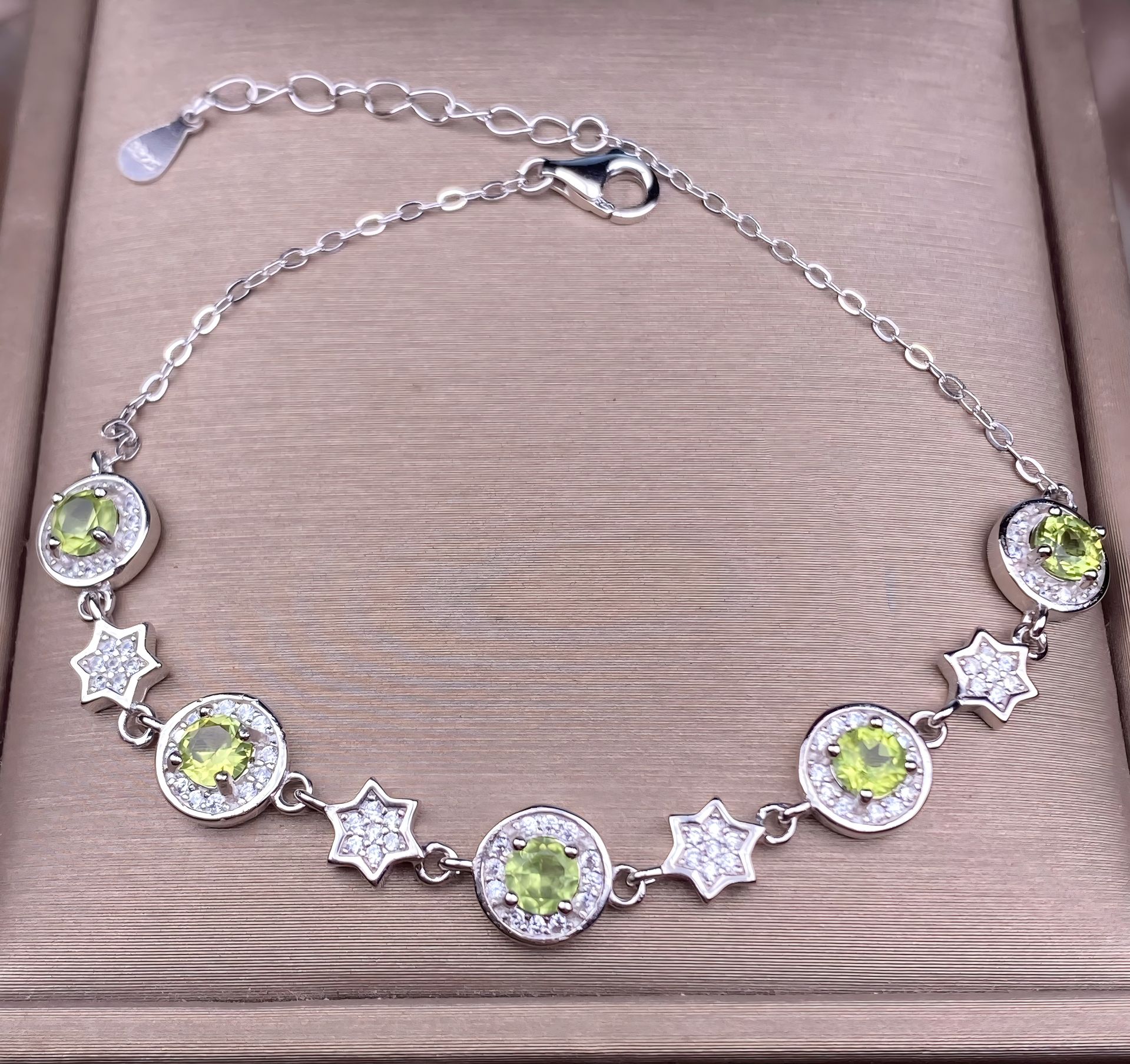 S925 Silver Star Bracelet Inlay Amethyst / Citrine / Blue Topaz / Peridot / Garnet / Gray Moon Stone Natural Crystal