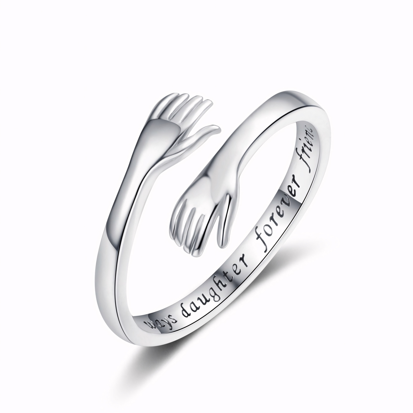 S925 I LOVE YOU Hug Design Ring Can Be Customized With Any Letter Engraving