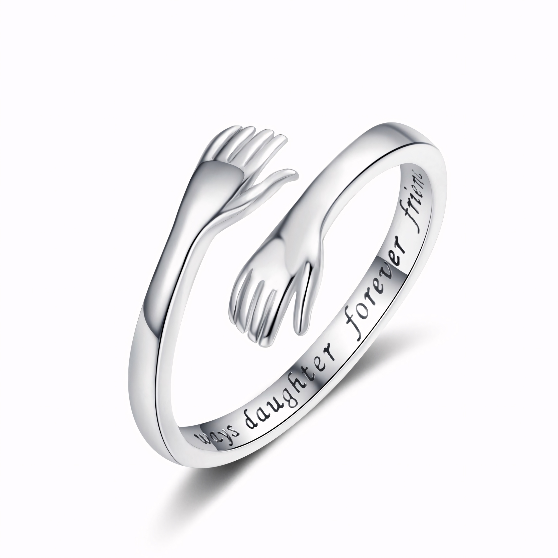 S925 I LOVE YOU Hug Design Ring Can Be Customized With Any Letter Engraving