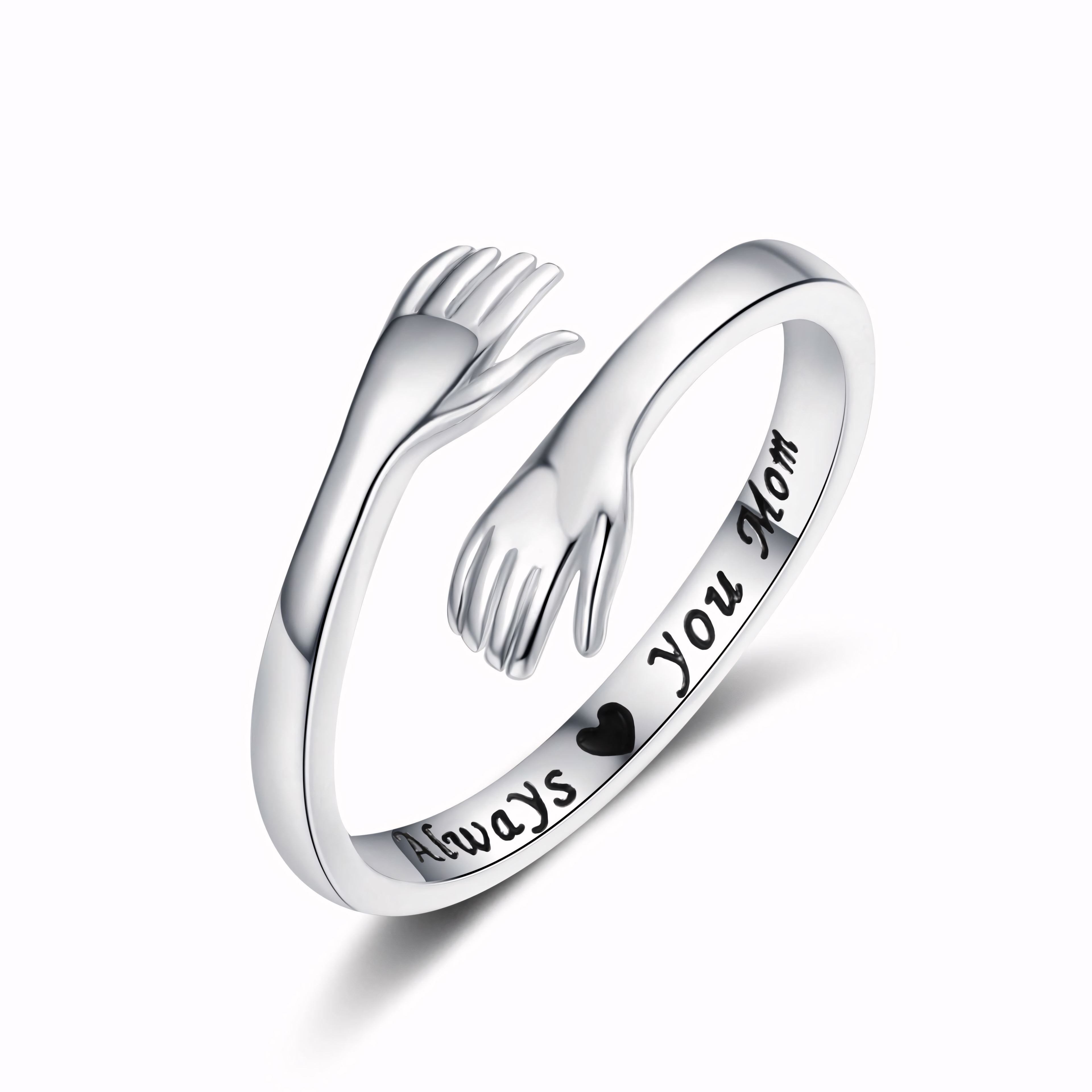 S925 I LOVE YOU Hug Design Ring Can Be Customized With Any Letter Engraving
