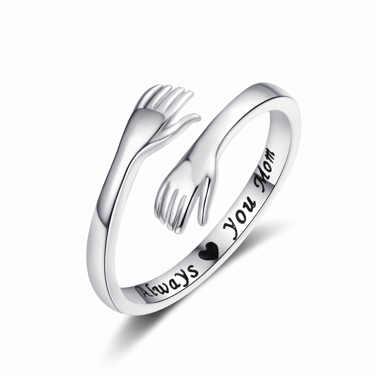 S925 I LOVE YOU Hug Design Ring Can Be Customized With Any Letter Engraving