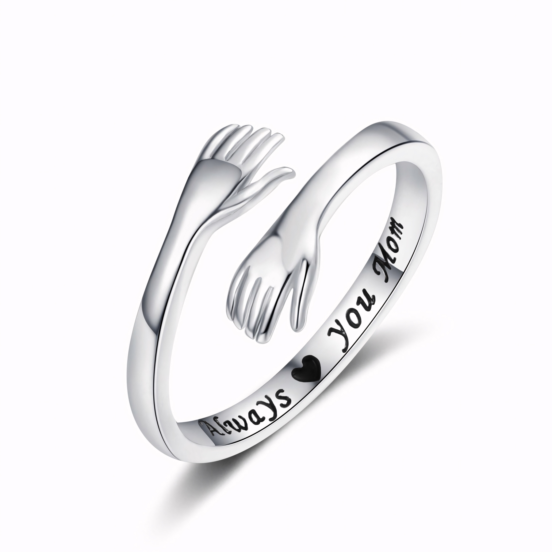 S925 I LOVE YOU Hug Design Ring Can Be Customized With Any Letter Engraving