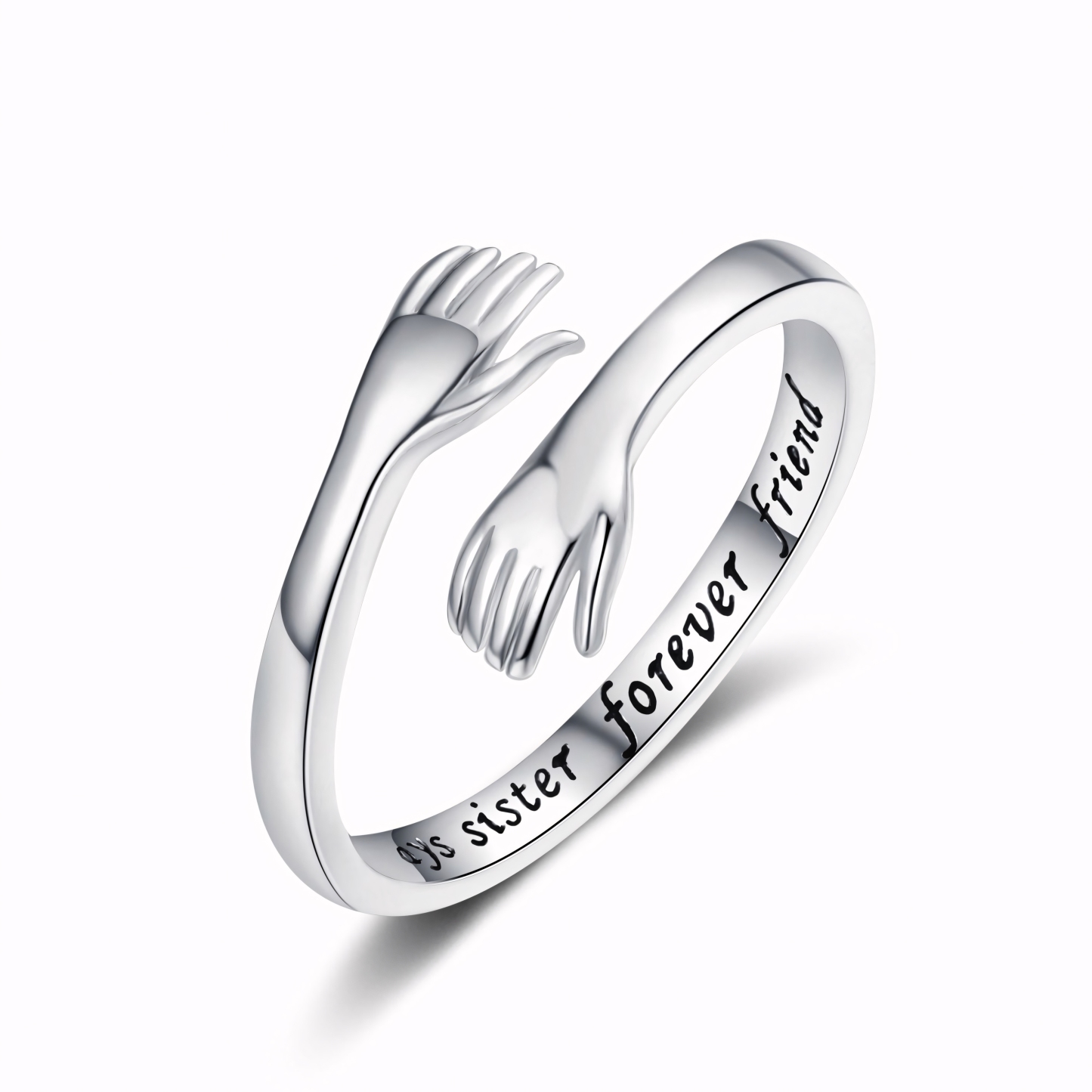 S925 I LOVE YOU Hug Design Ring Can Be Customized With Any Letter Engraving