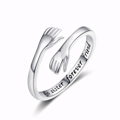S925 I LOVE YOU Hug Design Ring Can Be Customized With Any Letter Engraving