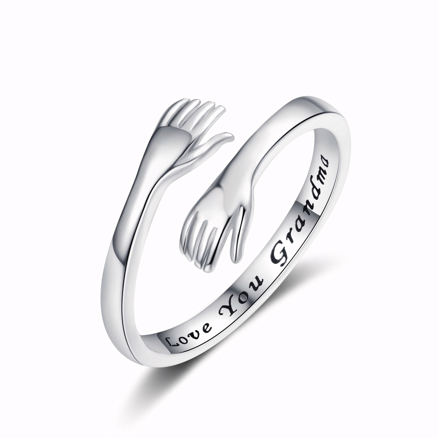 S925 I LOVE YOU Hug Design Ring Can Be Customized With Any Letter Engraving