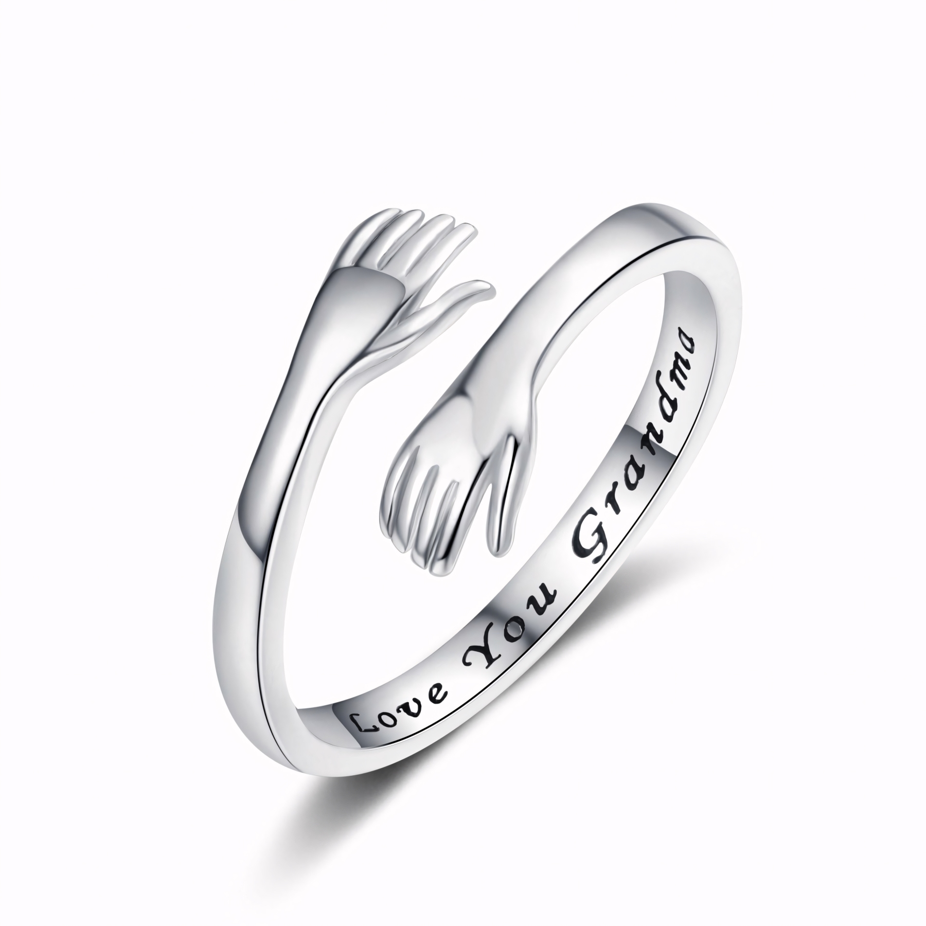 S925 I LOVE YOU Hug Design Ring Can Be Customized With Any Letter Engraving
