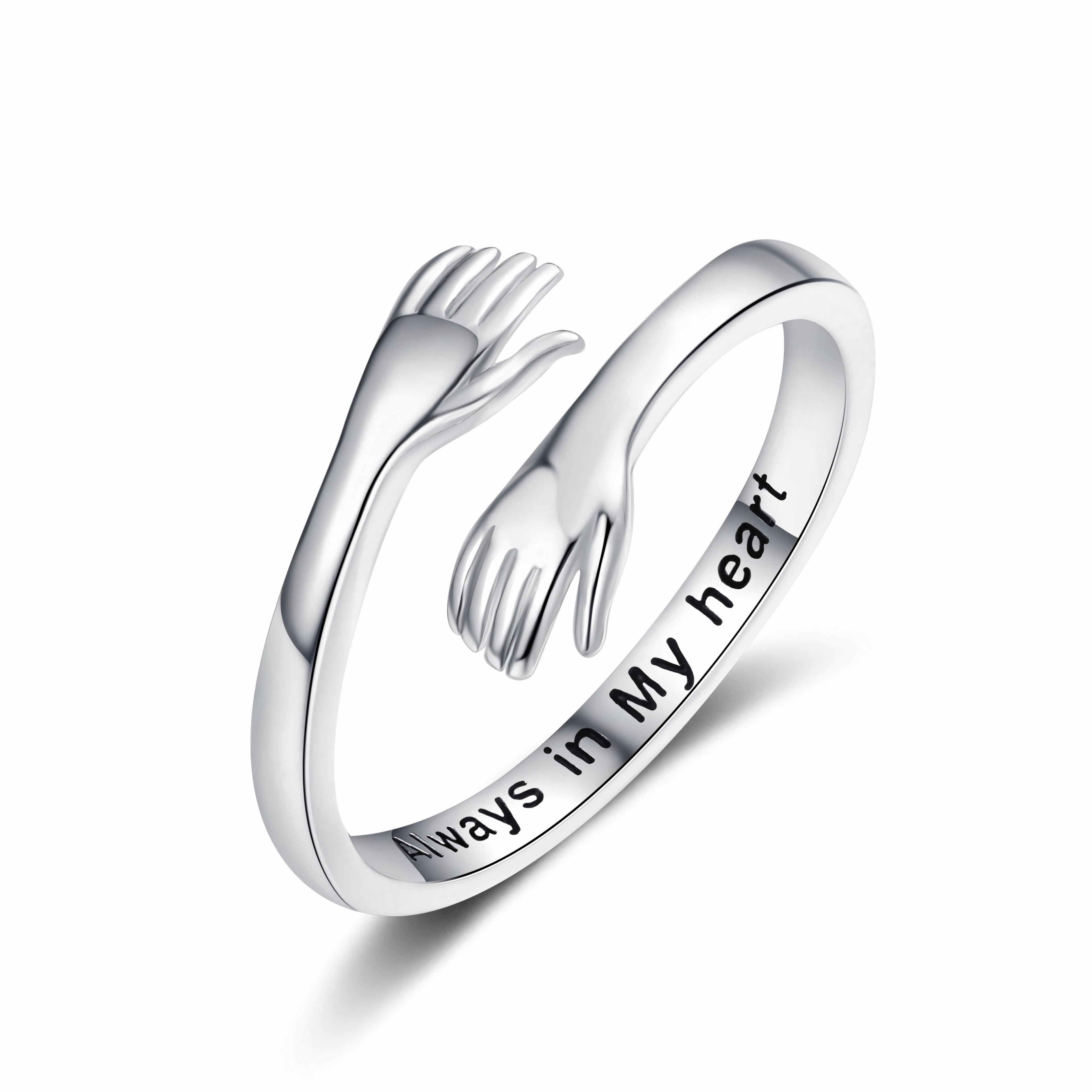 S925 I LOVE YOU Hug Design Ring Can Be Customized With Any Letter Engraving