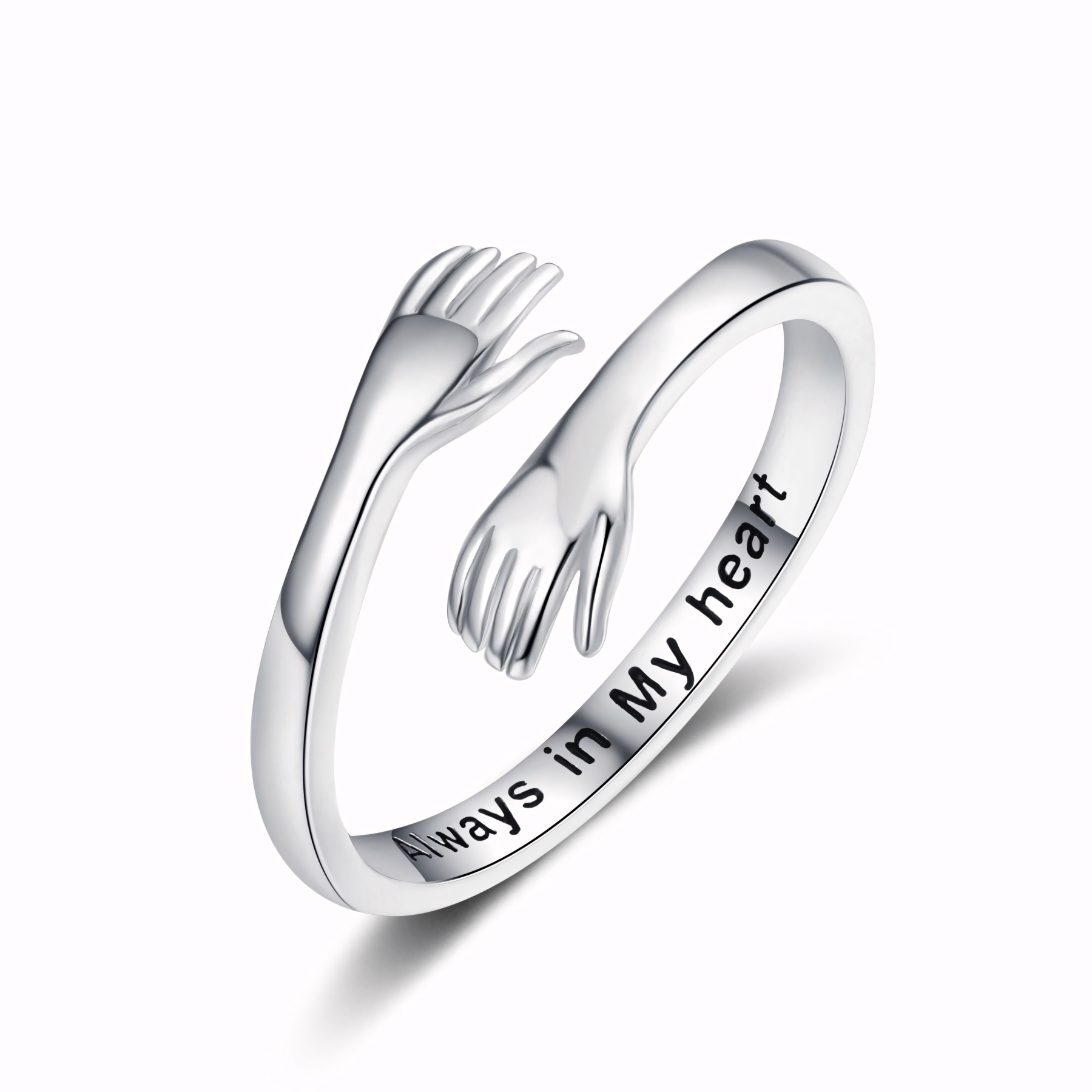 S925 I LOVE YOU Hug Design Ring Can Be Customized With Any Letter Engraving