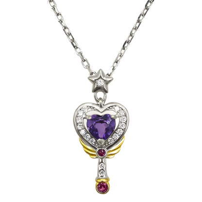 Heart Amethyst S925 Silver Pendent Love Magic Wand Design