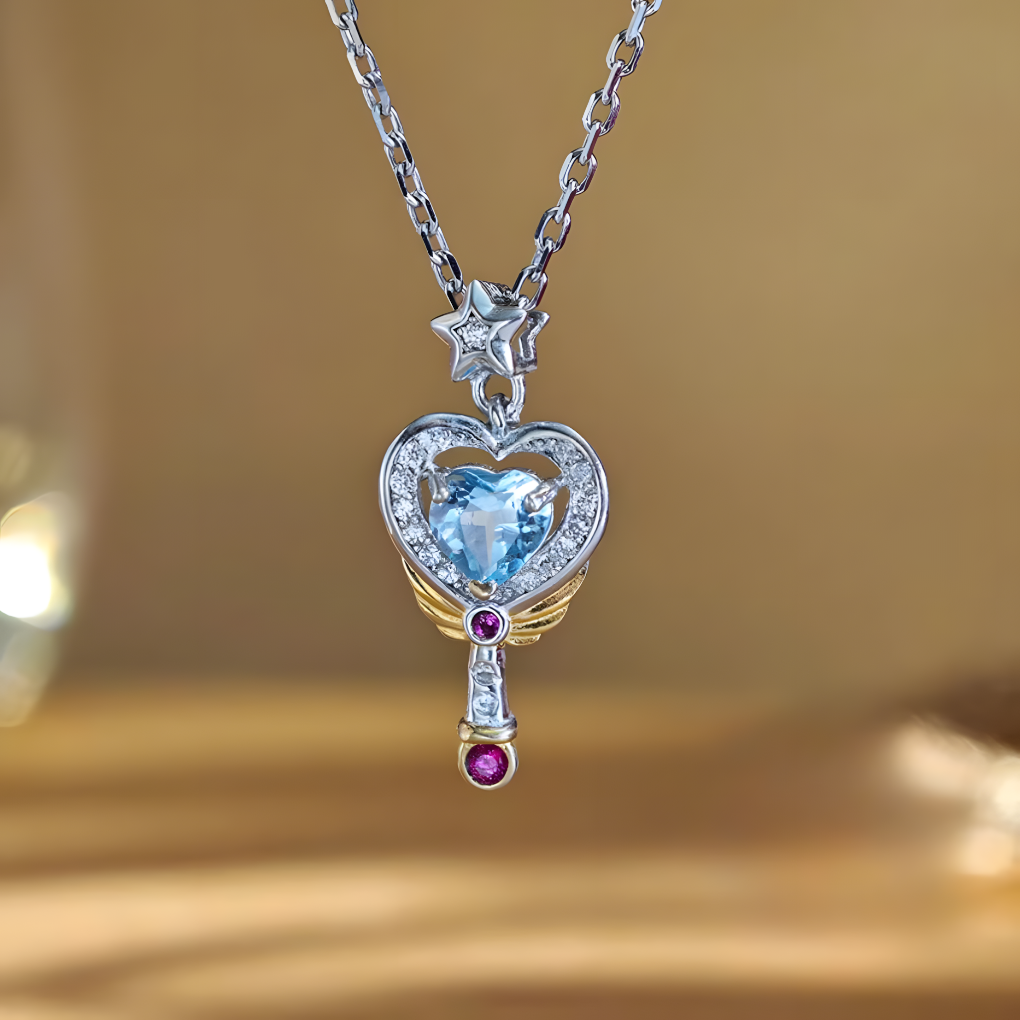 Heart Amethyst S925 Silver Pendent Love Magic Wand Design