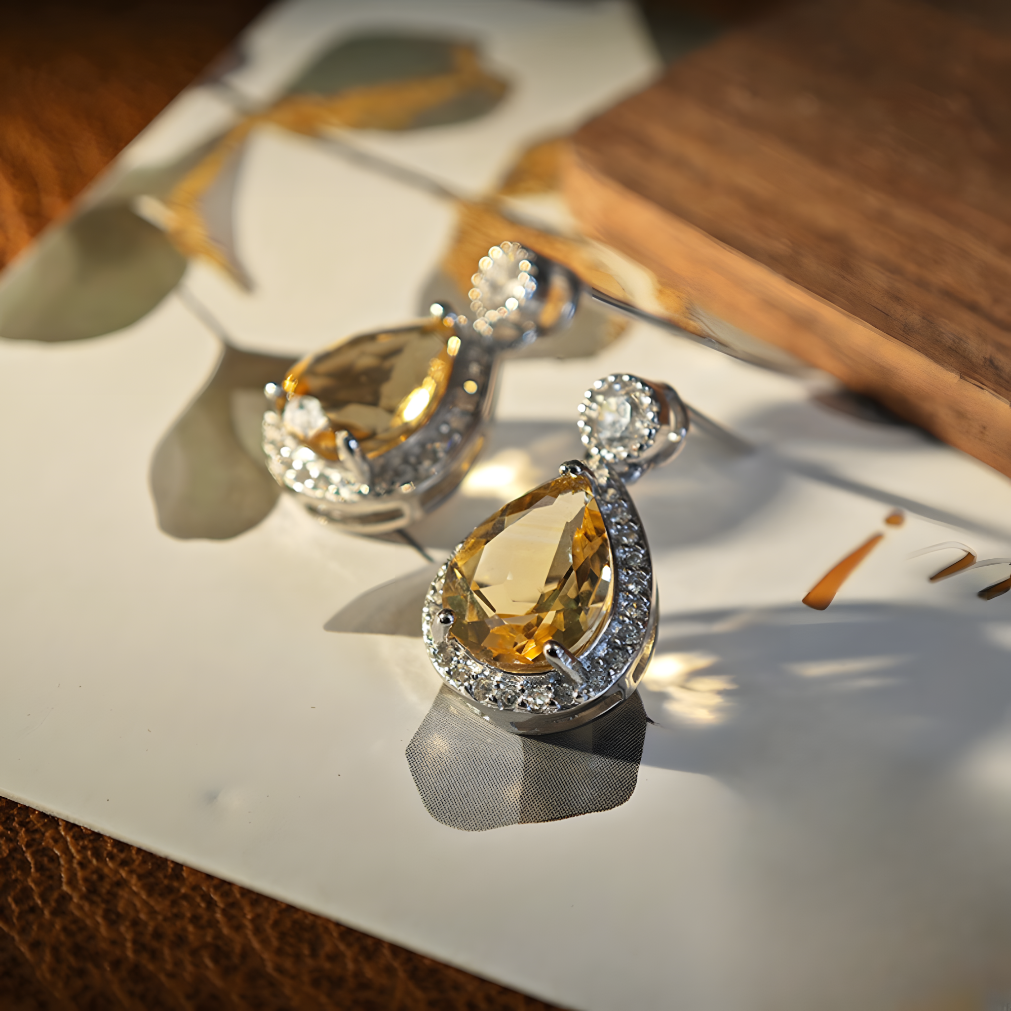 Tear Drop Citrine S925 Silver Earrings