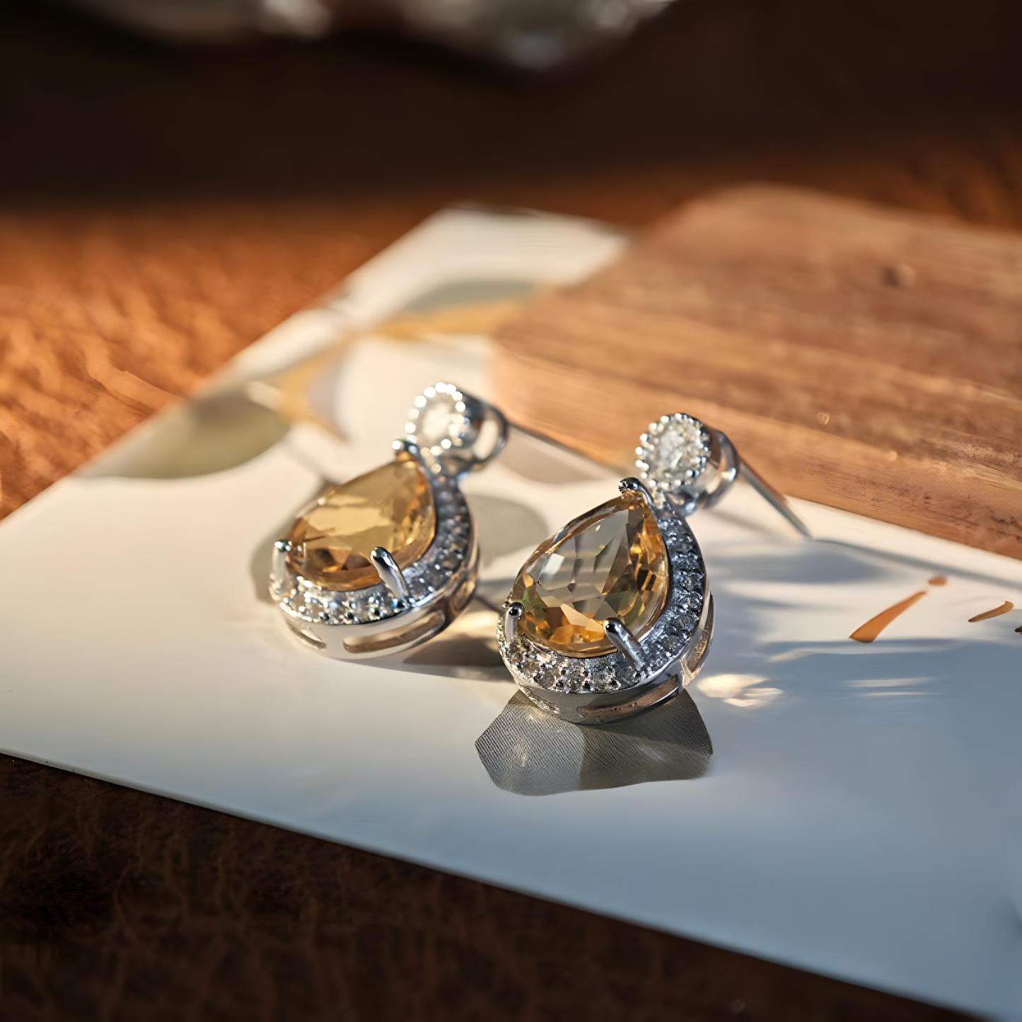 Tear Drop Citrine S925 Silver Earrings