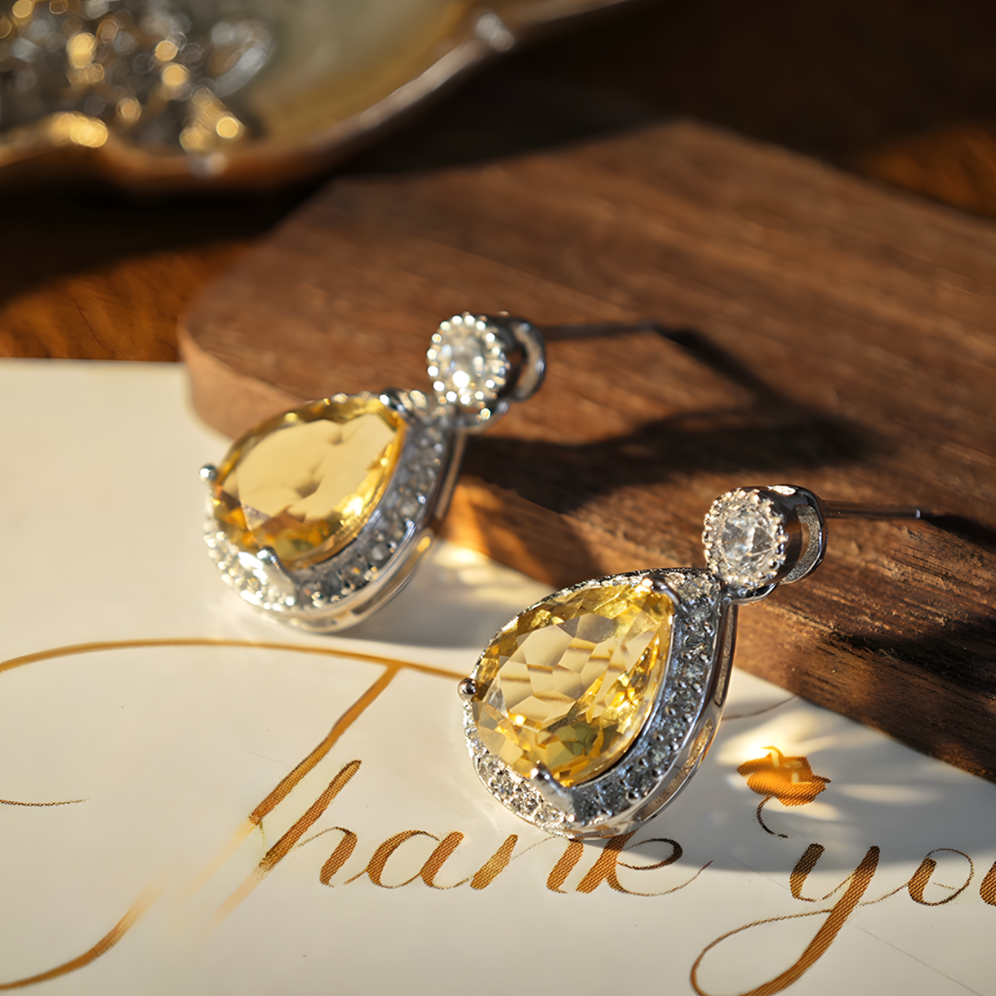 Tear Drop Citrine S925 Silver Earrings