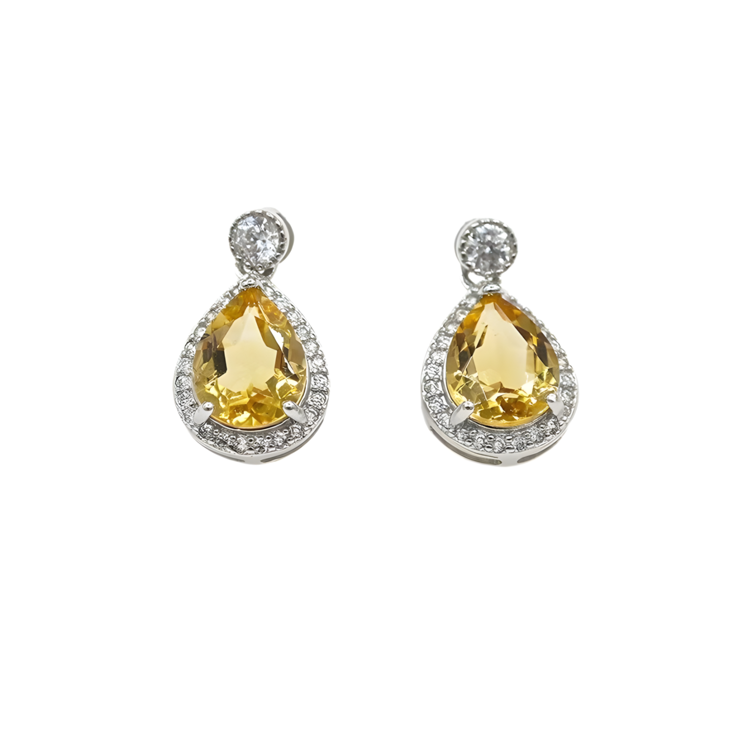Tear Drop Citrine S925 Silver Earrings