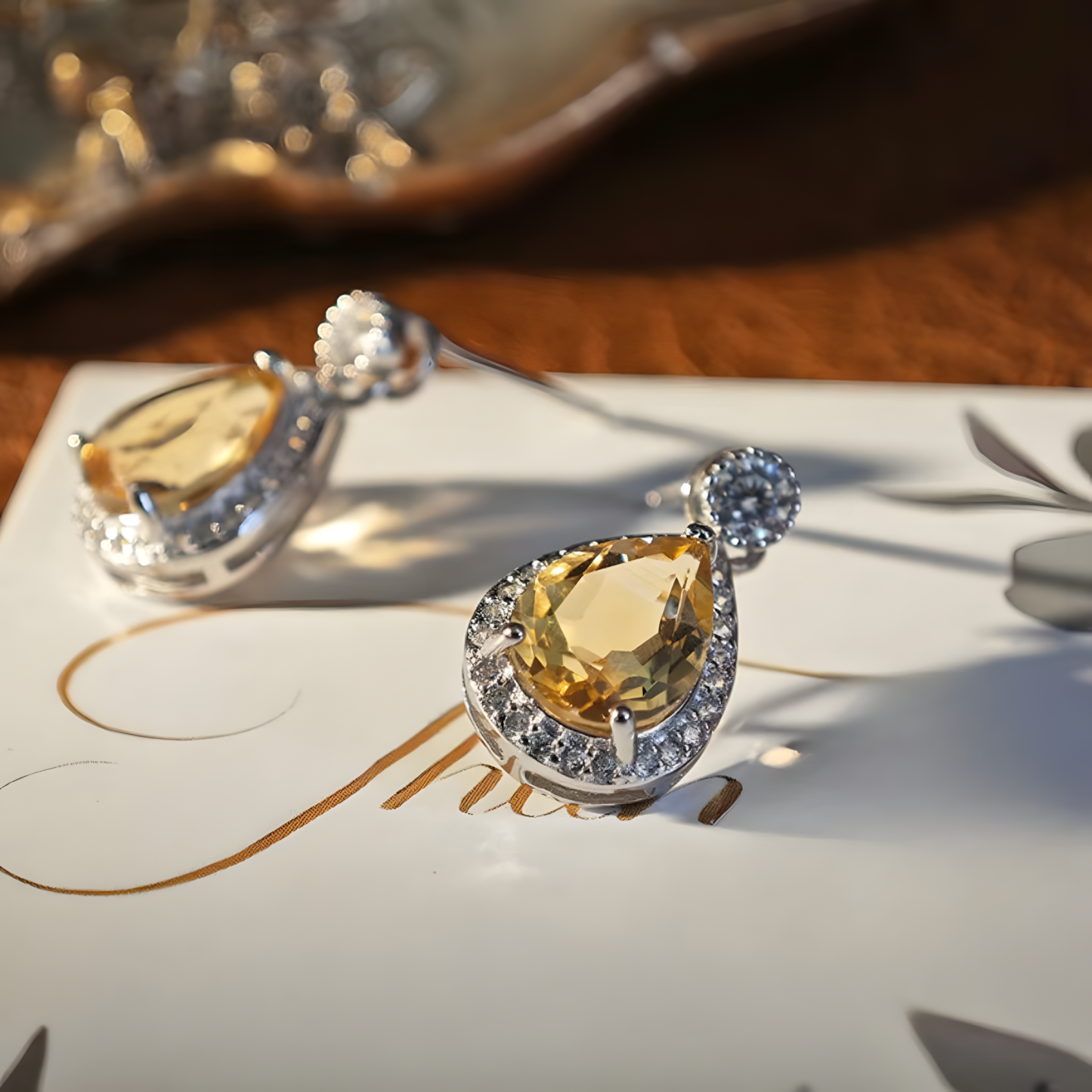 Tear Drop Citrine S925 Silver Earrings