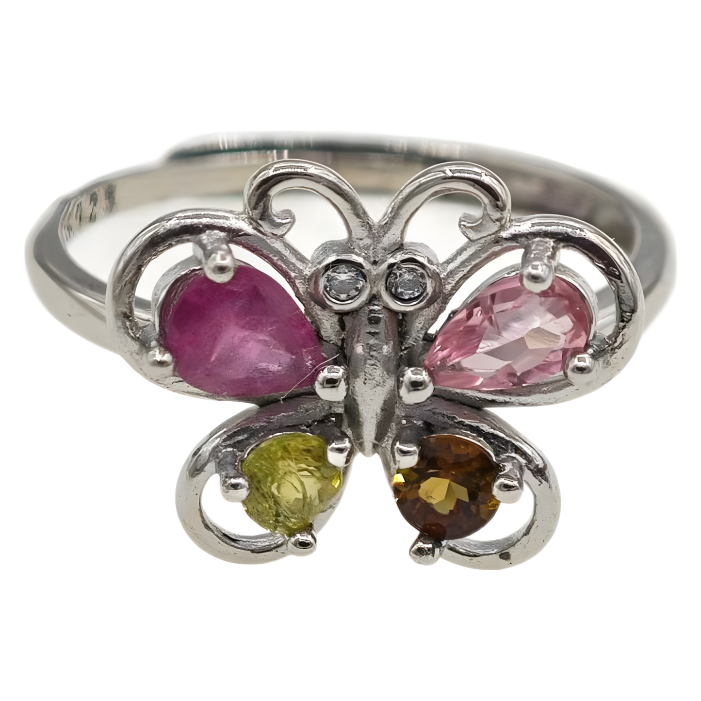 Tourmaline S925 Sliver Ring With 3D Butterfly Design