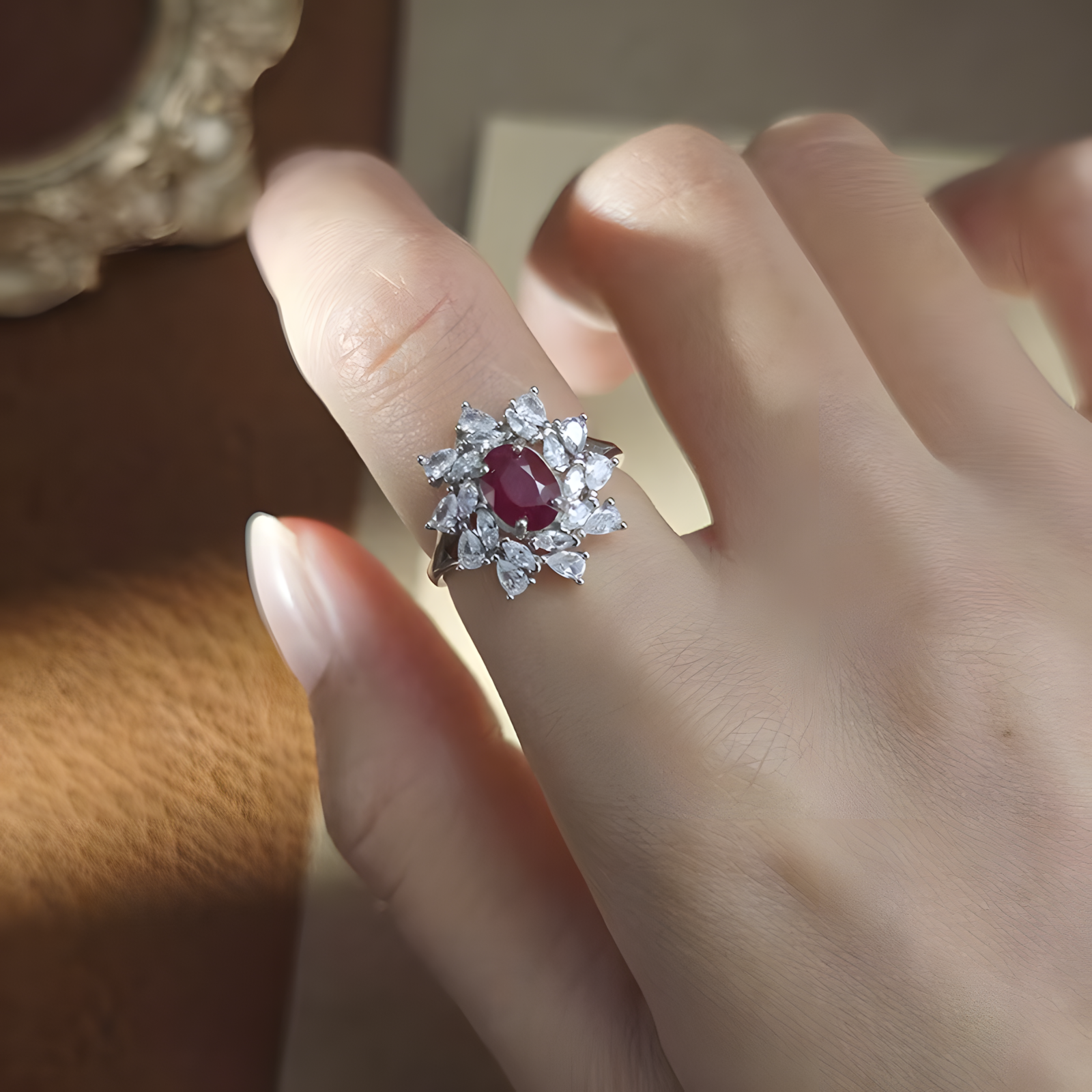 不上架Oval Faceted Rube S925 Silver Ring 