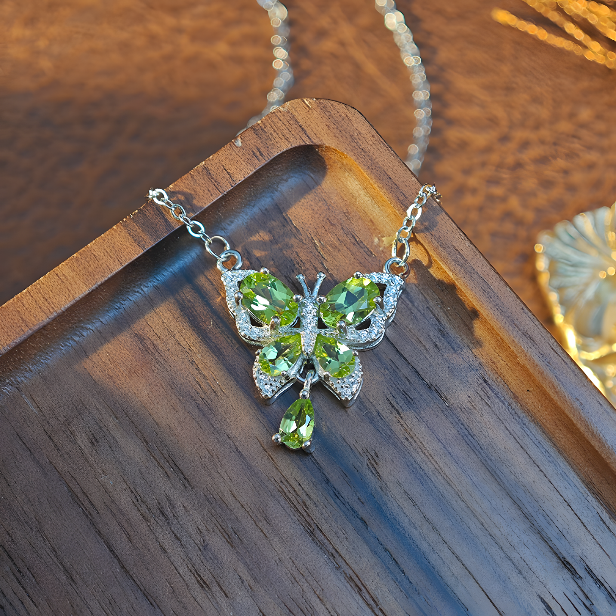 Faceted Black Spinel S925 Silver Pendent Butterfly Design