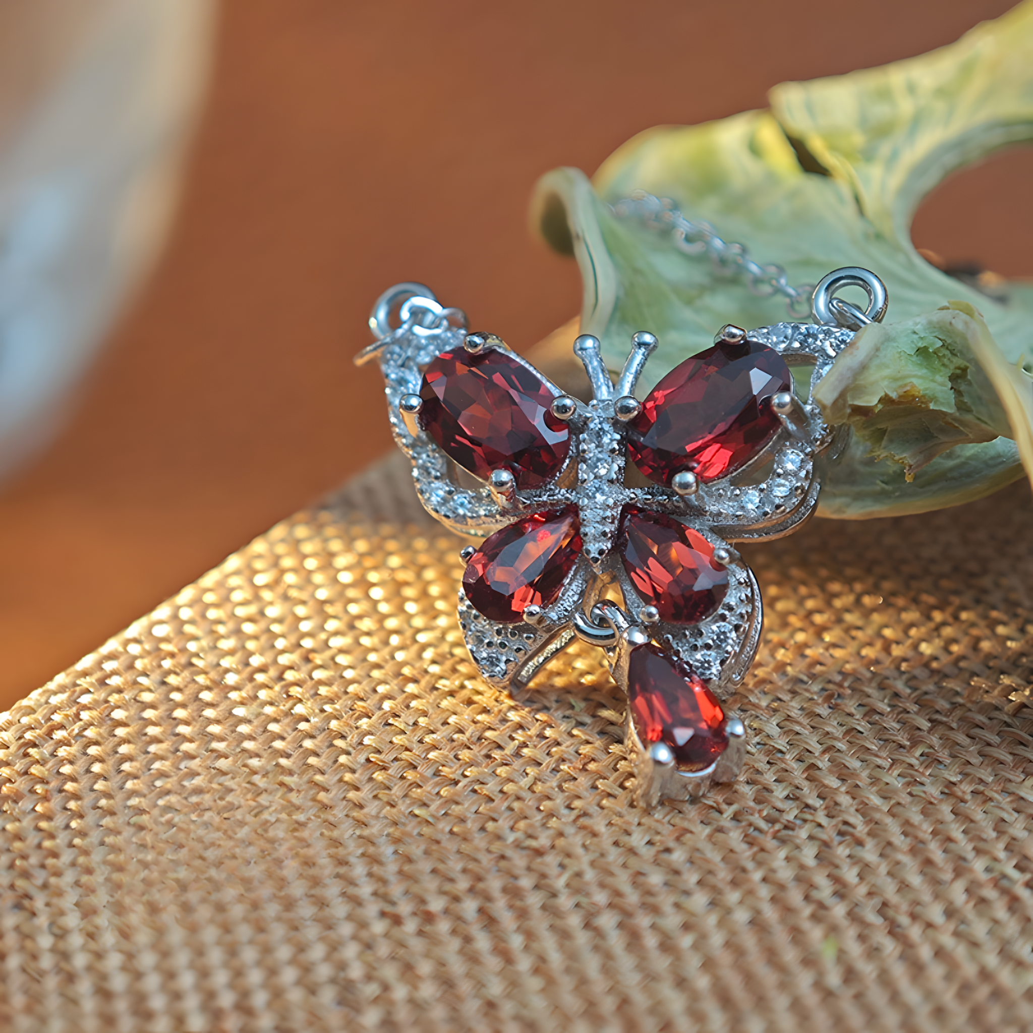 Faceted Black Spinel S925 Silver Pendent Butterfly Design