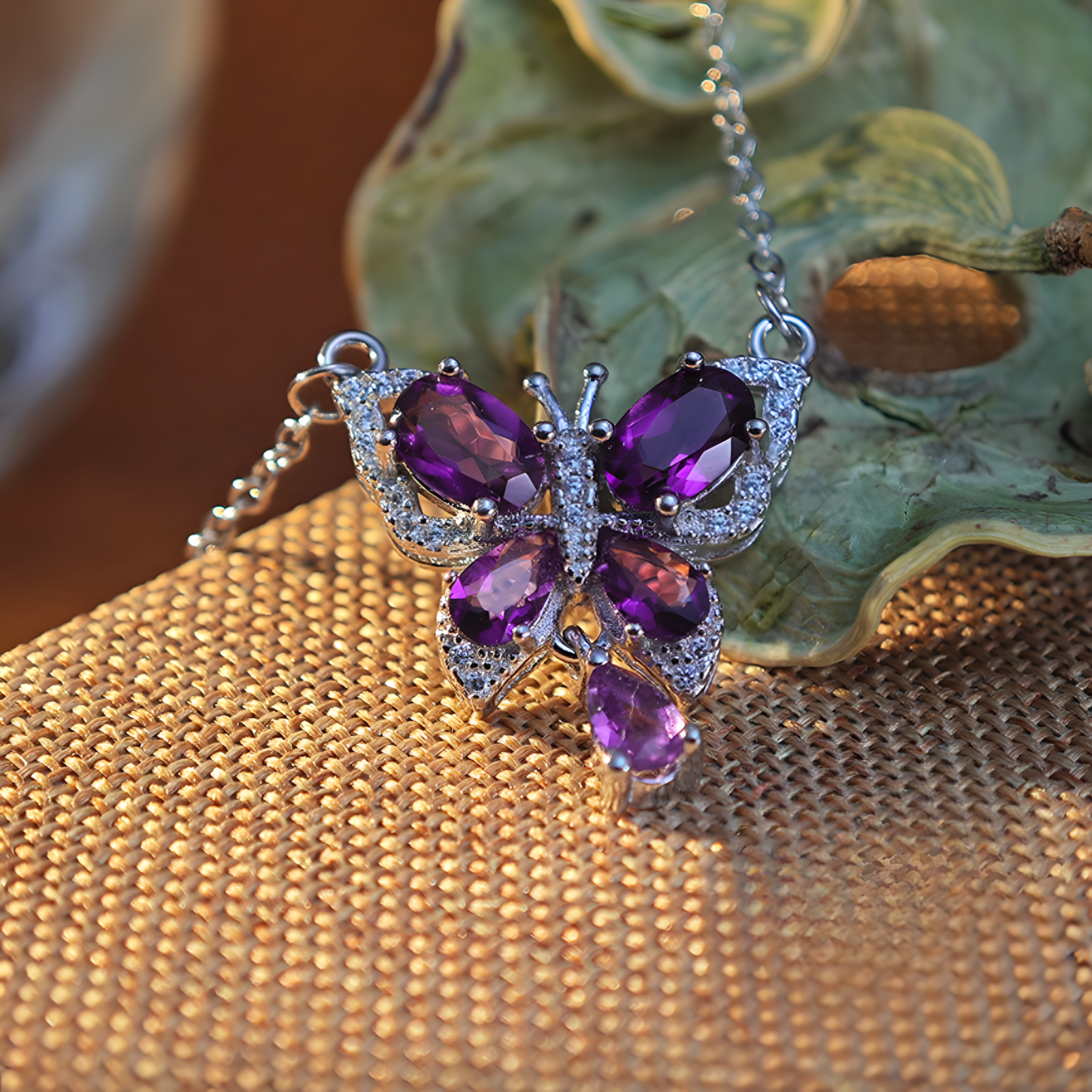 Faceted Black Spinel S925 Silver Pendent Butterfly Design