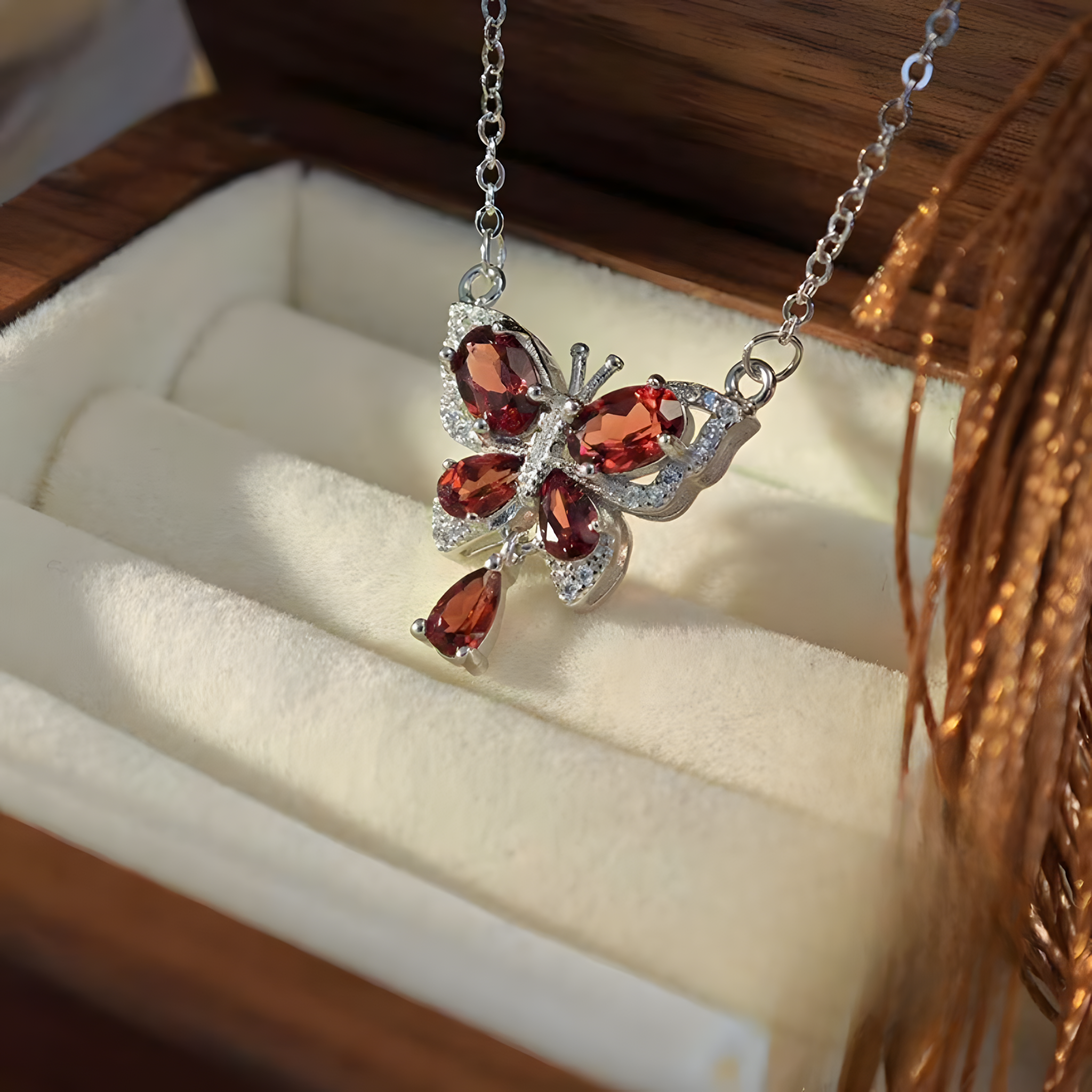 Faceted Black Spinel S925 Silver Pendent Butterfly Design